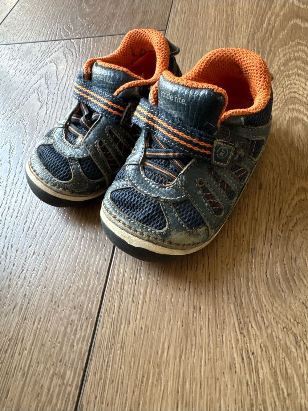Stride Rite Baby Navy and Orange Athletic Sneakers